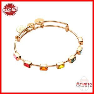 Nickel-Free Brass Bangle Bracelet, Rainbow Ombre Pave Style, One Size